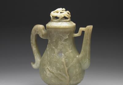 图片[2]-Jade ewer with carved plum-blossom pattern, Ming to Qing dynasty (1368-1911)-China Archive